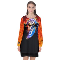  butterfly Ballet  - Long Sleeve Chiffon Shift Dress  by livingbrushlifestyle