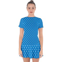 Blue Polka Dots Drop Hem Mini Chiffon Dress by jumpercat