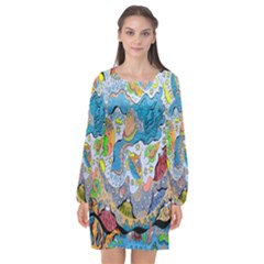 Angel Mermaids Long Sleeve Chiffon Shift Dress  by chellerayartisans