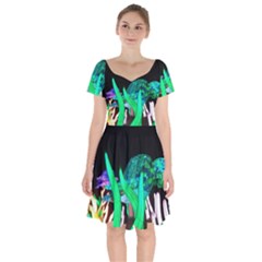 Dragon Lights Turtle Short Sleeve Bardot Dress by Riverwoman