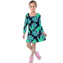 PEACOCK PATTERN Kids  Long Sleeve Velvet Dress View1