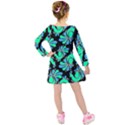 PEACOCK PATTERN Kids  Long Sleeve Velvet Dress View2