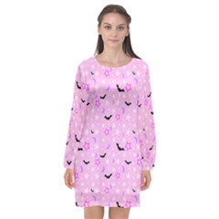 Spooky Pastel Goth  Long Sleeve Chiffon Shift Dress  by thethiiird