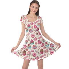 Pink Lollipop Candy Macaroon Cupcake Donut Cap Sleeve Dress by CoolDesigns