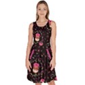 Donuts Black & Pink Sprinkles Knee Length Skater Dress With PocketsClone View1