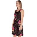 Donuts Black & Pink Sprinkles Knee Length Skater Dress With PocketsClone View2