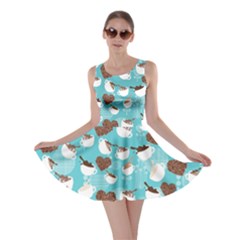 Mint Coffee Pink Lollipop Candy Macaroon Cupcake Donut Skater Dress by CoolDesigns