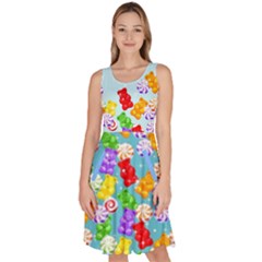 Candy Light Turquoise Bears Costume Knee Length Skater Dress With Pocketsclone by CoolDesigns