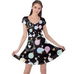 Cute Duckling Black Ornaments Cap Sleeve Dress by CoolDesigns