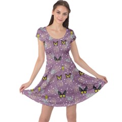 Butterfly Flowers Amethyst Cap Sleeve Dress by CoolDesigns